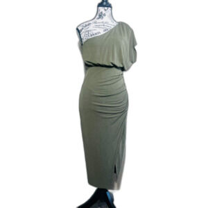 Lulu's Green Bodycon One Shoulder Sexy Dress Small Rousched Glam Date Night